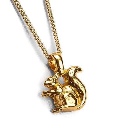Miniature Squirrel Necklace in Silver with 24ct Gold