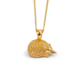 Cute Miniature Hedgehog Necklace in Silver with 24ct Gold
