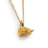 Cute Miniature Hedgehog Necklace in Silver with 24ct Gold