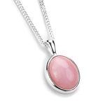 Classic Oval Necklace in Silver and Pink Opal