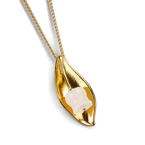Lily of the Valley Necklace in Silver with 24ct Gold & Mother of Pearl