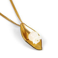 Lily of the Valley Necklace in Silver with 24ct Gold & Mother of Pearl