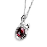 Leaf Motif Necklace in Silver and Garnet