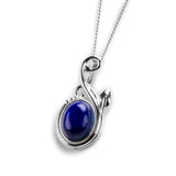 Leaf Motif Necklace in Silver and Lapis Lazuli