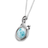 Leaf Motif Necklace in Silver and Larimar