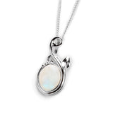 Leaf Motif Necklace in Silver and Moonstone