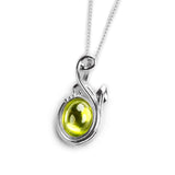 Leaf Motif Necklace in Silver and Peridot