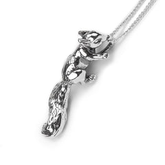 Climbing Squirrel Necklace in Silver