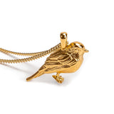 Silver with 24ct Gold Garden Bird / Robin Necklace