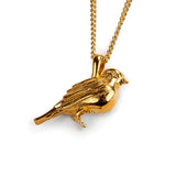 Silver with 24ct Gold Garden Bird / Robin Necklace