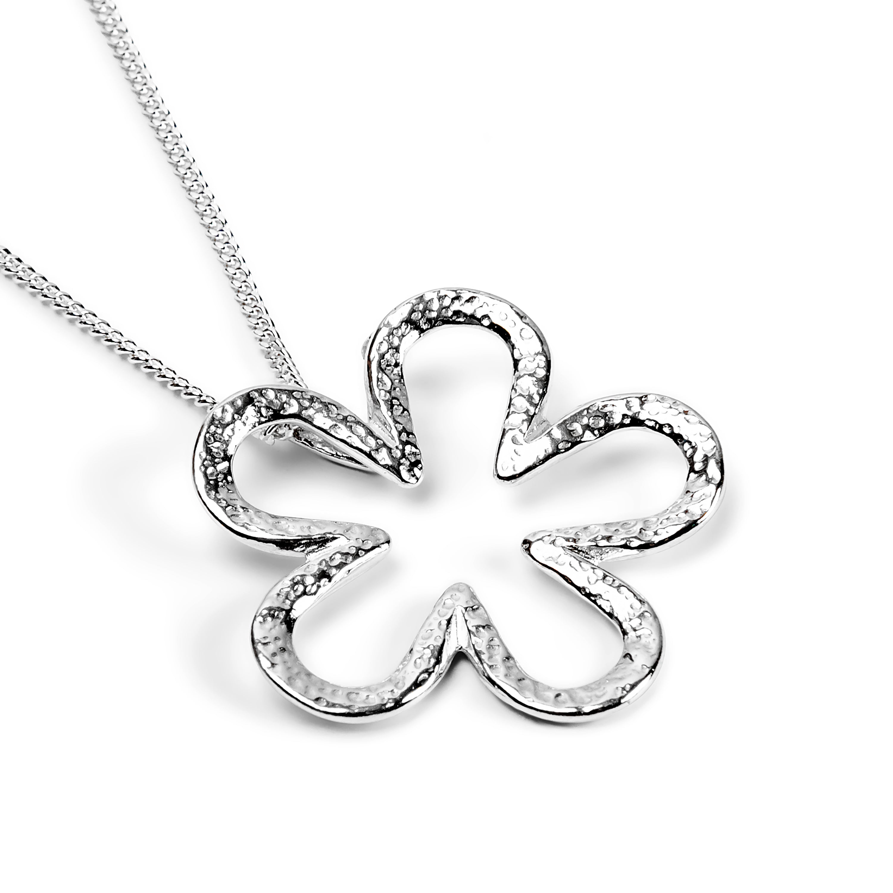 Open Flower Necklace in Silver with 24ct Gold