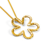Open Flower Necklace in Silver with 24ct Gold