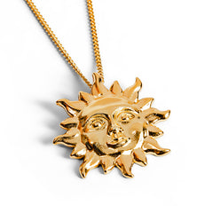 'Sun of May' Sun Face Necklace in Silver with 24ct Gold