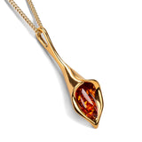Lily Flower Necklace in Silver with 24ct Gold and Amber