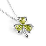 Lucky Shamrock / Clover Necklace in Silver with 24ct Gold & Peridot