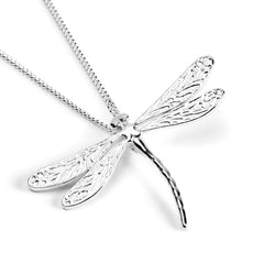 English Emperor Dragonfly Necklace in Silver