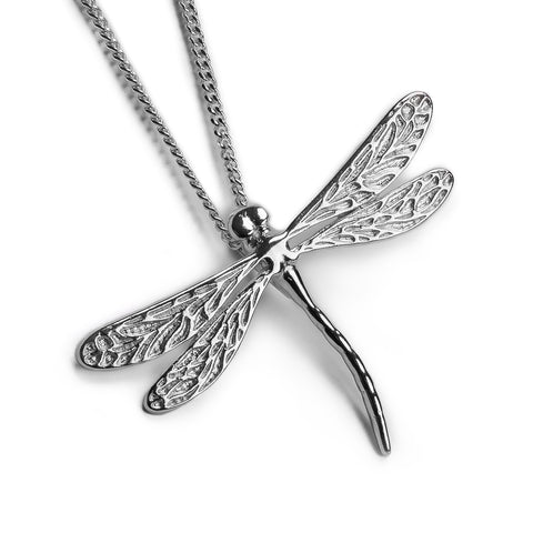 English Emperor Dragonfly Necklace in Silver