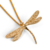 English Emperor Dragonfly Necklace in Silver with 24ct Gold