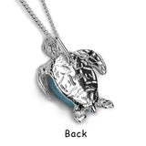 Sea Turtle / Tortoise Necklace in Silver and Larimar