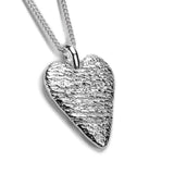 Textured Heart Necklace in Silver