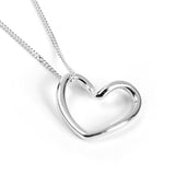 Open Floating Heart Necklace in Silver with 24ct Gold