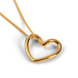 Open Floating Heart Necklace in Silver with 24ct Gold