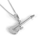 Small Electric Guitar Necklace in Silver