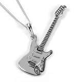 Large Electric Guitar Necklace in Silver with 24ct Gold