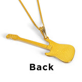 Large Electric Guitar Necklace in Silver with 24ct Gold