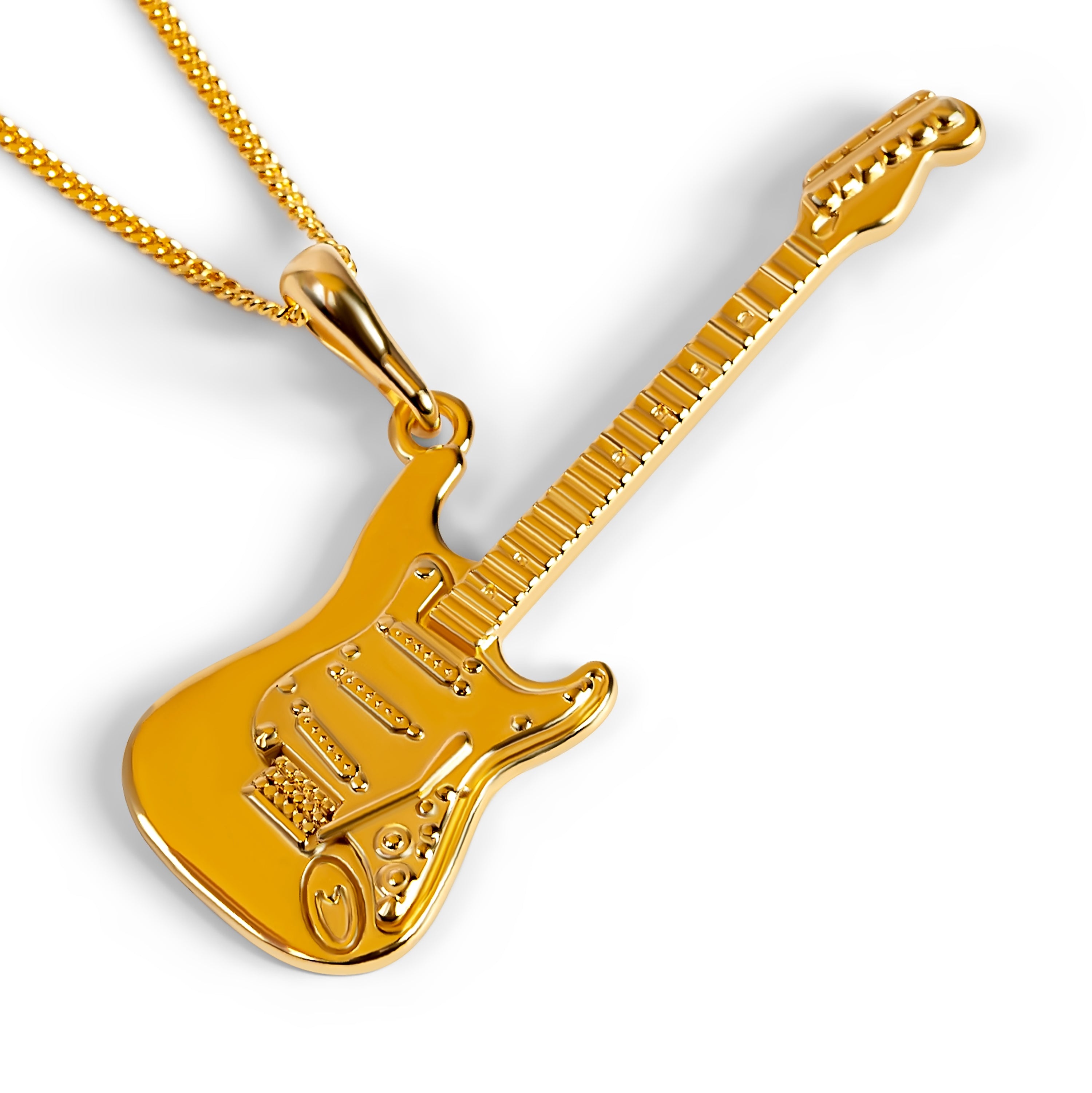 Large Electric Guitar Necklace in Silver