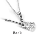 Small Electric Guitar Necklace in Silver