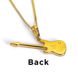Small Electric Guitar Necklace in Silver with 24ct Gold