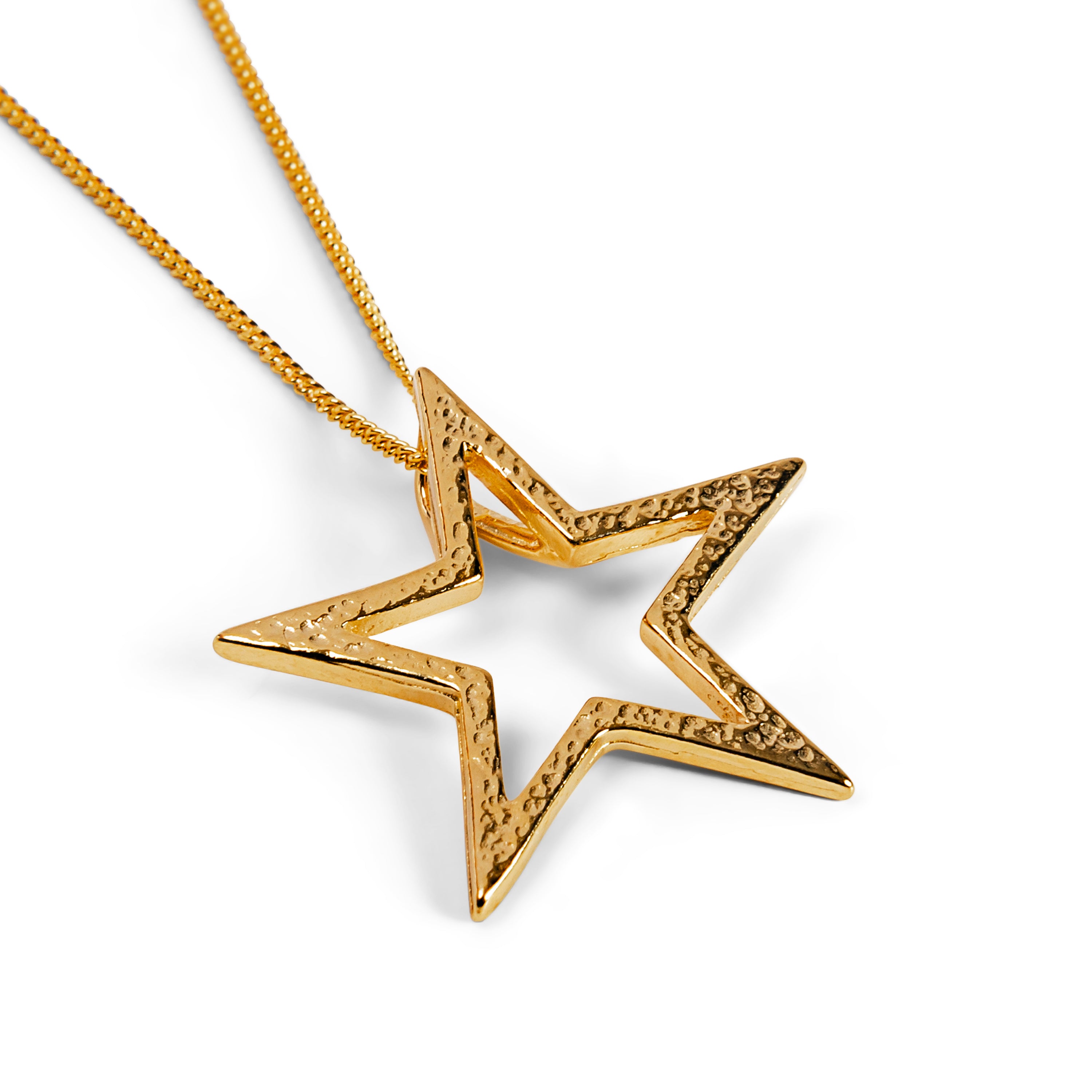Textured Sparkling Star Necklace in Silver