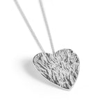 Simple Textured Heart Necklace in Sterling Silver