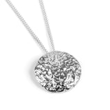 Textured Circle Coin Necklace in Sterling Silver