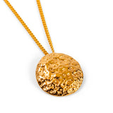 Textured Circle Coin Necklace in Sterling Silver