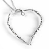 Oversized Open Heart Necklace in Sterling Silver