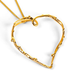 Oversized Open Heart Necklace in Sterling Silver with 24ct Gold