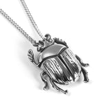 Egyptian Scarab Beetle Necklace in Sterling Silver