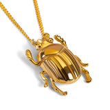 Egyptian Scarab Beetle Necklace in Sterling Silver
