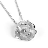 Open Rose Necklace in Sterling Silver