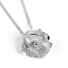 Open Rose Necklace in Sterling Silver