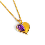 August Birthstone Heart Necklace in Silver & Amethyst