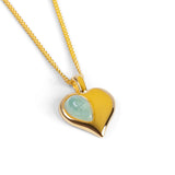 March Birthstone Heart Necklace in Silver & Aquamarine