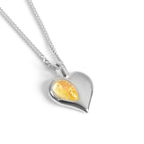 November Birthstone Heart Necklace in Silver & Citrine