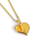 November Birthstone Heart Necklace in Silver & Citrine
