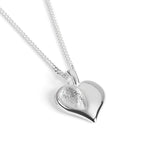 April Birthstone Heart Necklace in Silver with 24ct Gold & White Crystal