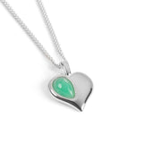 May Birthstone Heart Necklace in Silver & Emerald
