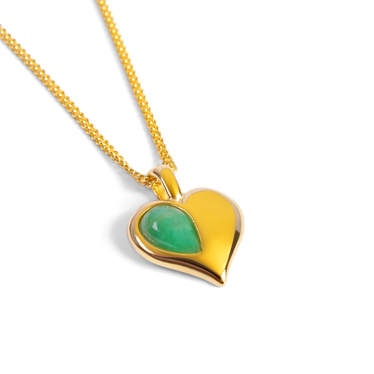 May Birthstone Heart Necklace in Silver & Emerald
