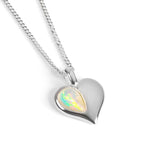 October Birthstone Heart Necklace in Silver & Ethiopian Opal